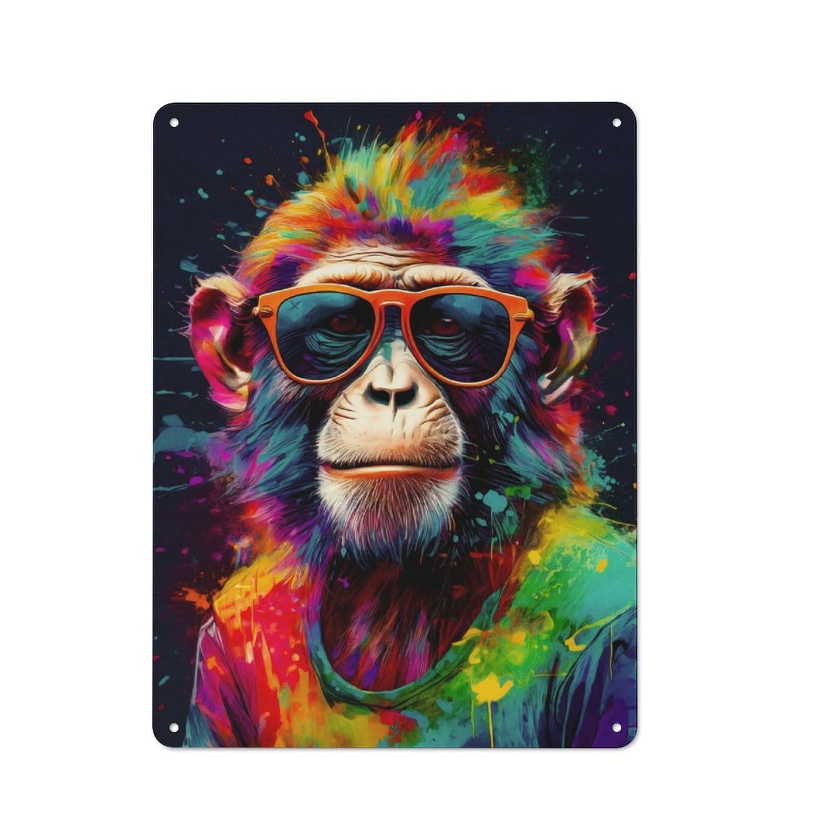 Junmoney Cool Monkey Art Tin Wall Plaque 40X30cm With For Guest Room Or Hallway, For Metal Sign Collectors, For Garage And Workshop Walls