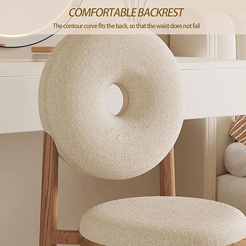 Miniatura 6 de Donut Dining Chairs,Makeup Chair,Kitchen Room Chairs Nordic Back, Dining Room with Metal Legs,Living Room Chair for Home Bedroom Cream Wind