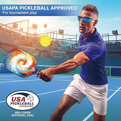 Miniatura 2 de JUNMEI Paletas de pickleball aprobadas por USAPA, juego de 2 palas de pickleball de fibra de vidrio con bolsa de paleta de pickleball y 4 bolas, el