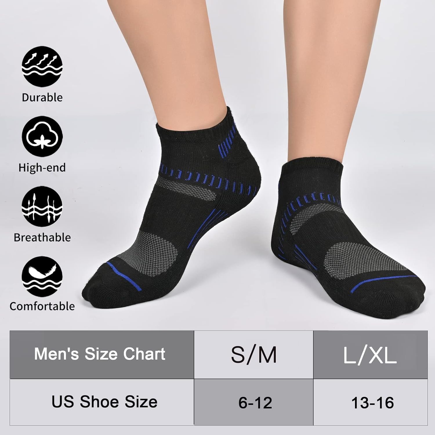 COOPLUS Mens 10 Pairs Ankle Athletic Low Cut Socks Cushioned Breathable Running Performance Sport No Show Socks - Image 2