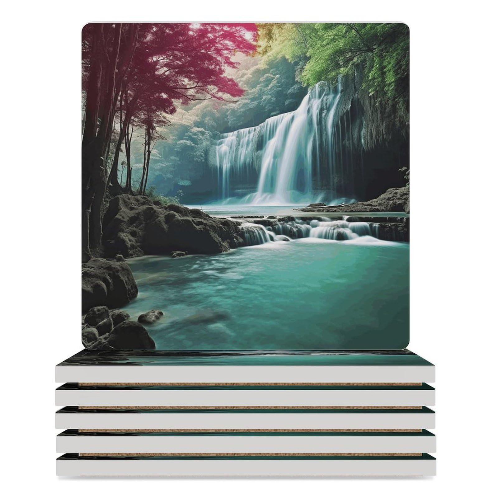 Dessous de verre céramique cascade anti-tache pour table et bureau