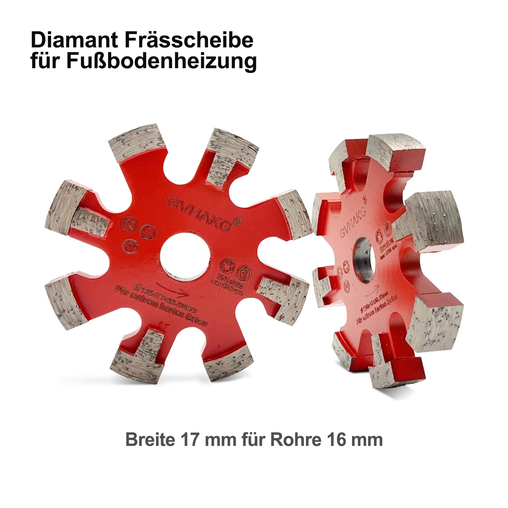Disco diamantato da taglio/scanalatura 120mm, disco da scanalatura 17 mm, 8 segmenti per riscaldamento a pavimento, pavimenti in cemento molto duri e rimozione, riscaldamento a pavimento taglio