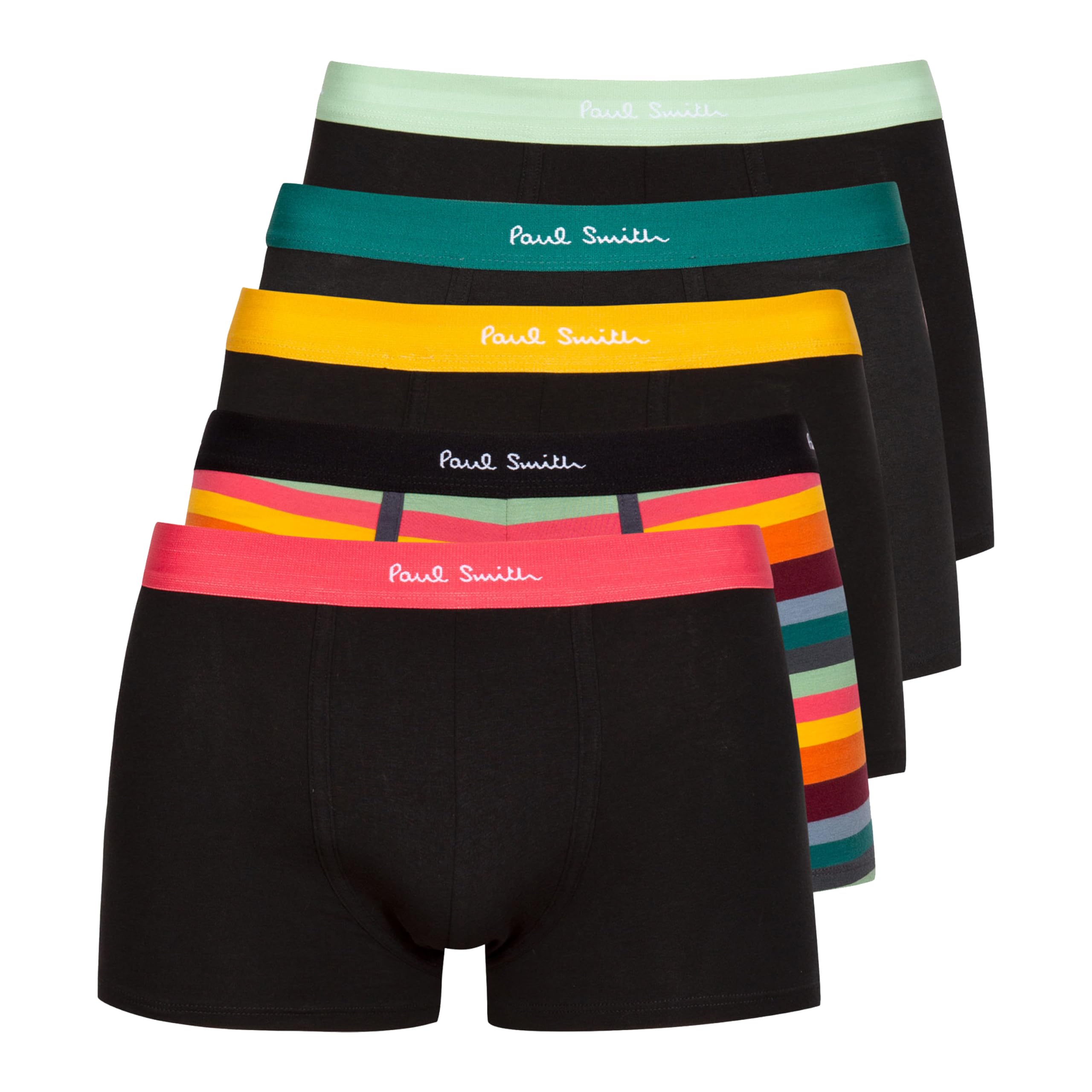 Paul Smith mens Black Artist Stripe Organic-cotton Boxer Briefs Five Pack
