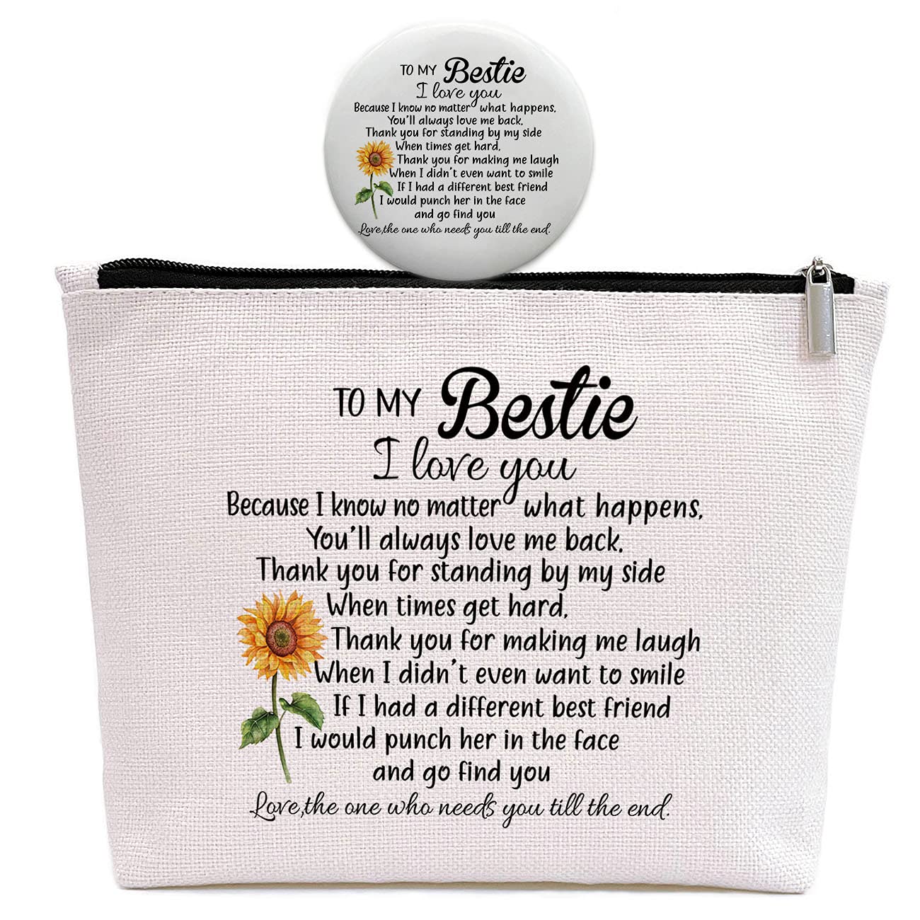 Bestie Gifts for Women Makeup Bag, Birthday Gifts for Best Friend Sister BFF, Best Friend Birthday Gifts Long Distance Gift, Friendship Gifts for