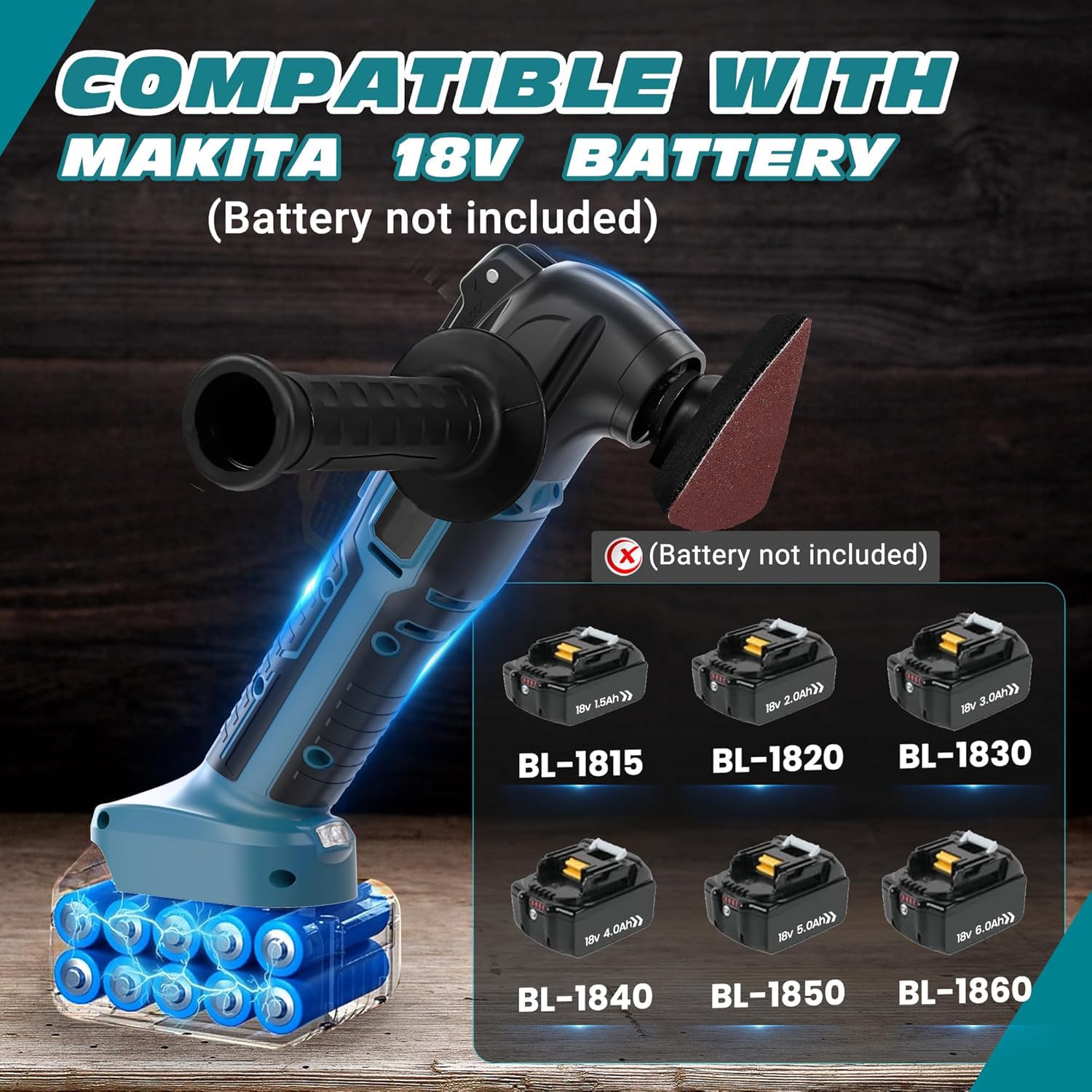 Herramienta multifunción oscilante inalámbrica, compatible con Makita 18V | sin batería, 6 velocidades variables, juego de accesorios de 23 piezas para cortar, lijar, ras