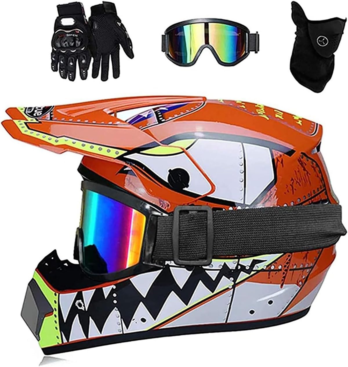 Kask motocyklowy dla dorosłych Unisex Integral Motocross, młodzieżowe dziecko Enduro kask motocyklowy z okularami maska rękawice do zjazdowego BMX terenowy rower górski