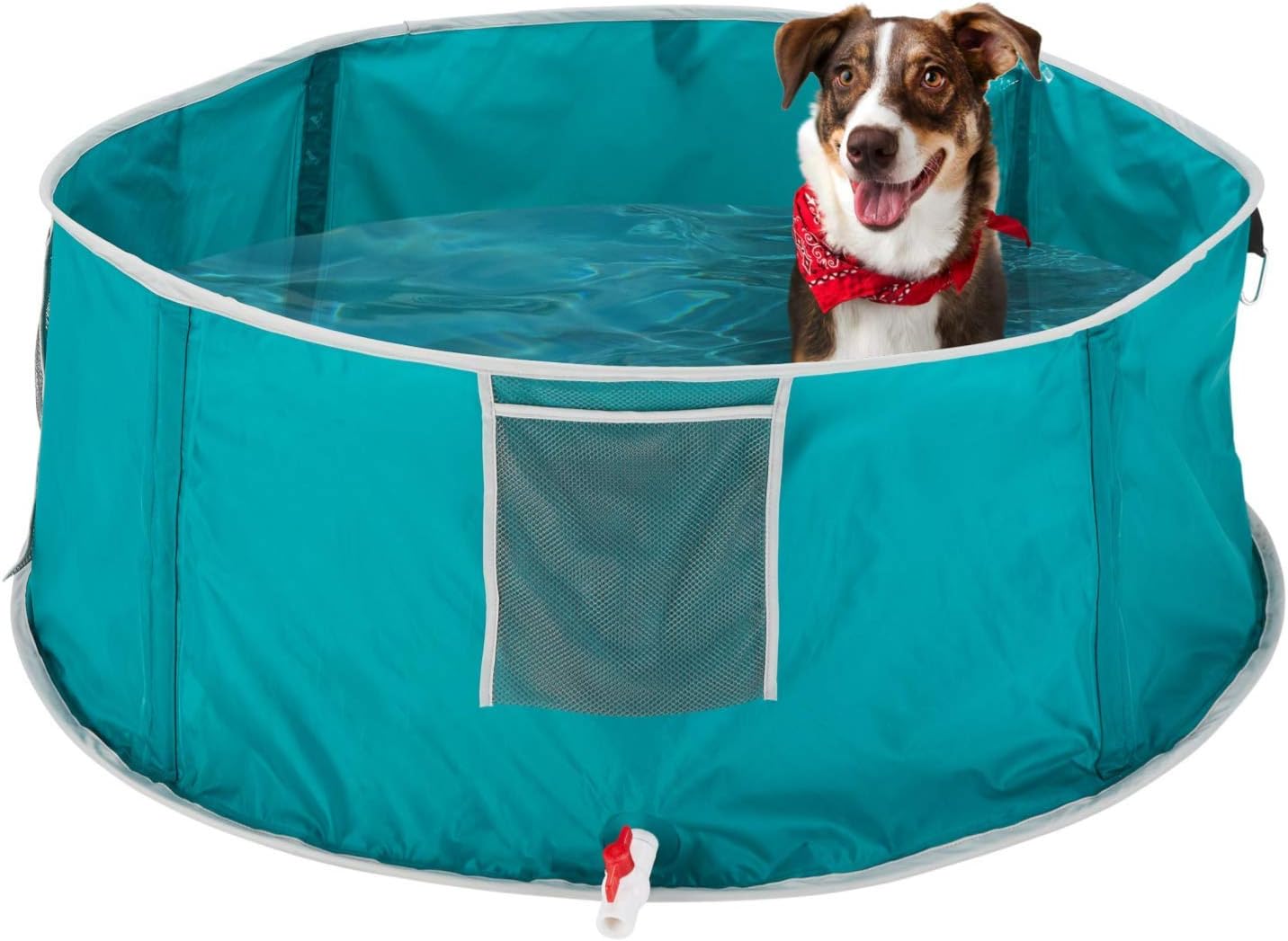 MYPET North States Pool: Portable, Foldable, 48" in Diameter, Pet Bath/Pet Swimming Pool. Shampoo Caddy, Leash Retainer Clip and Carrying Bag Included. No Tools Necessary. (17" Tall, Teal)