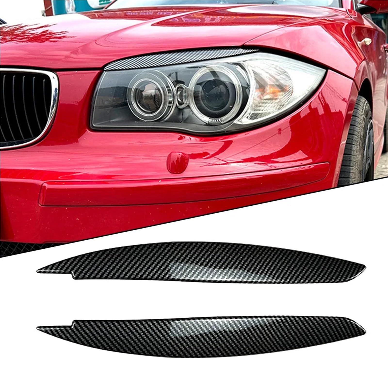 Auto-Aufkleber, Deckelabdeckungen, Auto-Scheinwerfer, Kohlefaser-Effekt, Augenbrauen-Außenzubehör Eyelids Frame Light Augenbrauenabdeckung