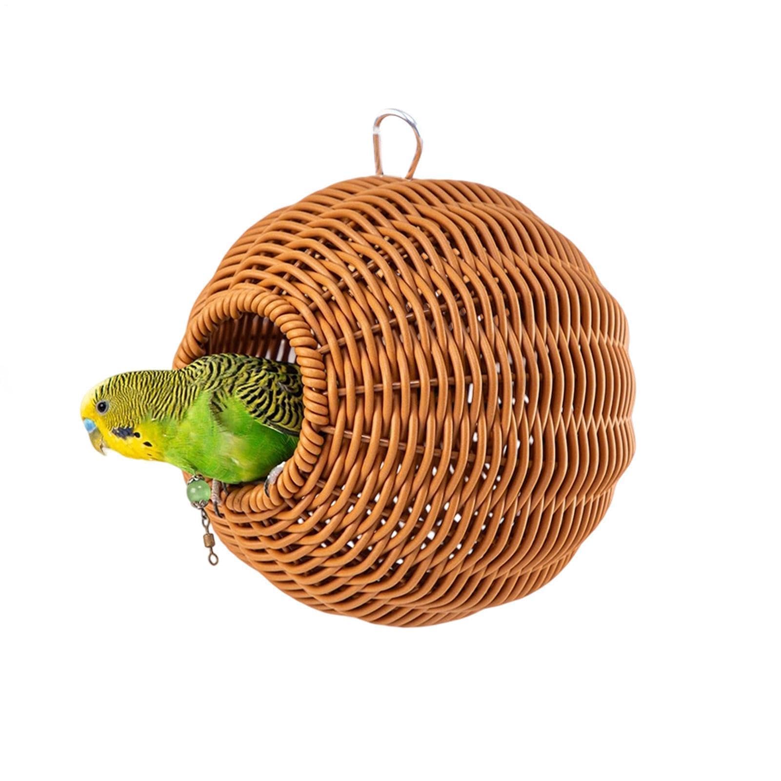 Muiltvoe Bird House for Cage | Imitation Rattan Bite-Resistant,Cage Mount Bird Bed Nest,for Playing Resting Cockatiels Finches Parrot Parakeet Budgerigar