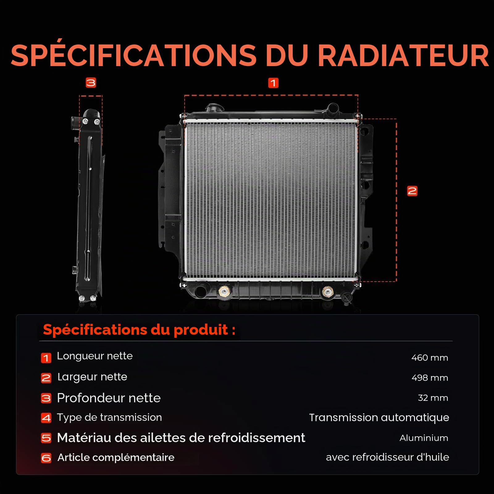 Frankberg Radiateur, refroidisseur d'eau, refroidisseur de moteur