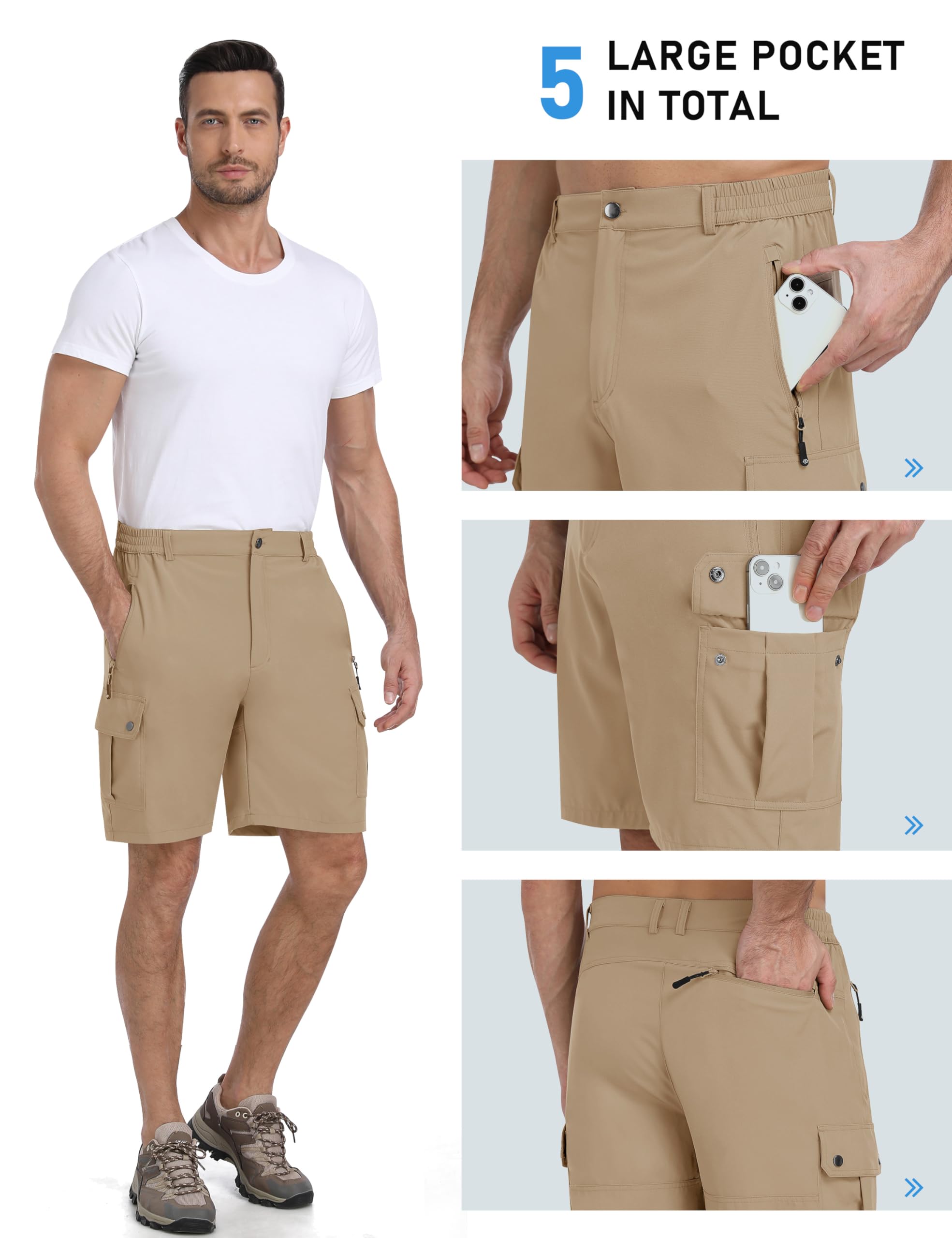 MoFiz Pantalones Cortos Cargo Hombre Seco Rápido Pantalones Cortos de Senderismo Acampada Marcha Trekking Shorts Deportes Gimnasio