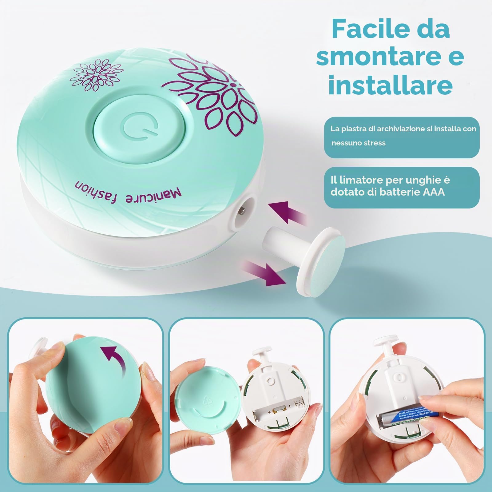 Blendura Lima Unghie Neonato Elettrica, Lima per Unghie Elettrica 6 in 1 per Bambini di Tutte le Età