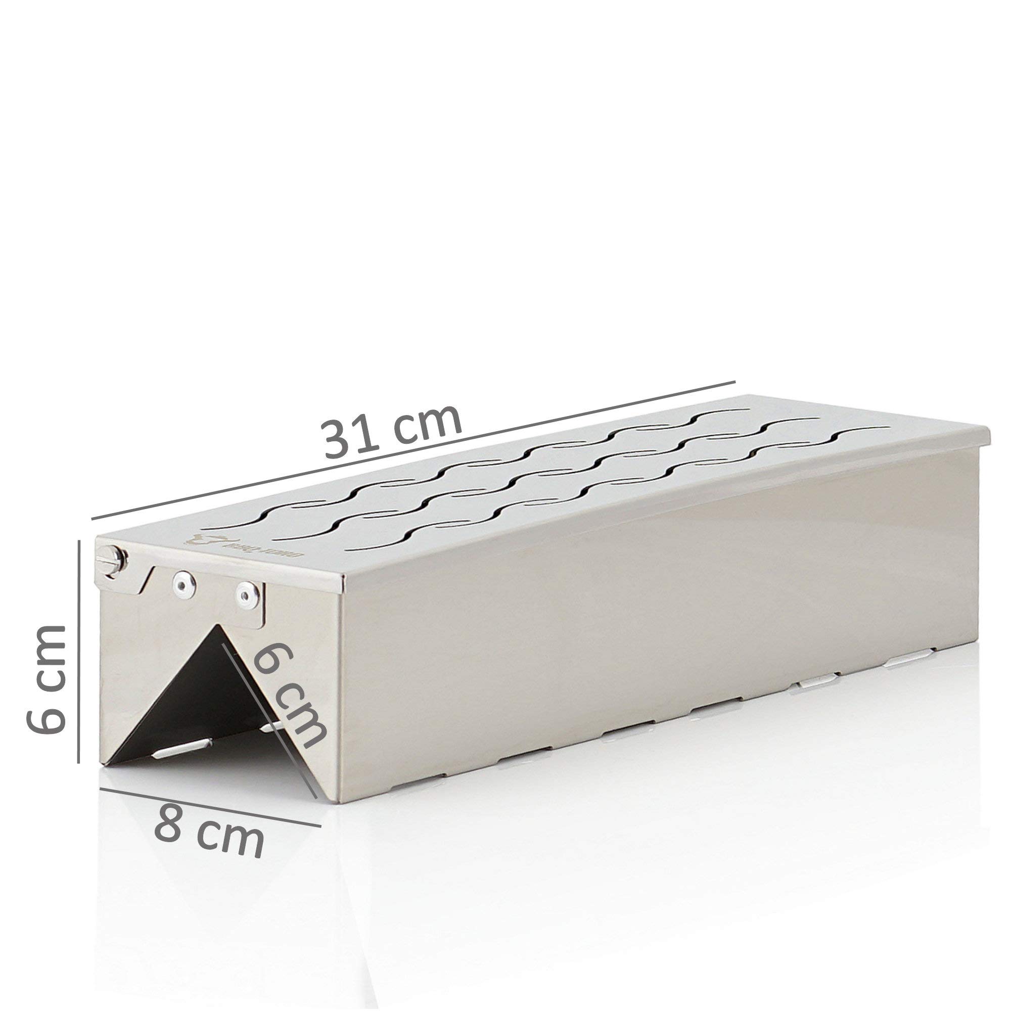 BBQ-Toro Edelstahl Räucherbox "Triangle" | 31 x 8,5 x 6,5 cm | Aromabox für Gasgrill, Holzkohlegrill, Elektrogrill | Räucherschale, Smoke Box, Grill Smoker Box, Räucherkasten Gasgrill