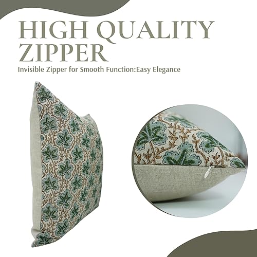 Miniatura 3 de Fundas de almohada de algodón grueso con estampado de bloques de 18 x 18 pulgadas, fundas decorativas hechas a mano para sofá y sofá, funda de cojín