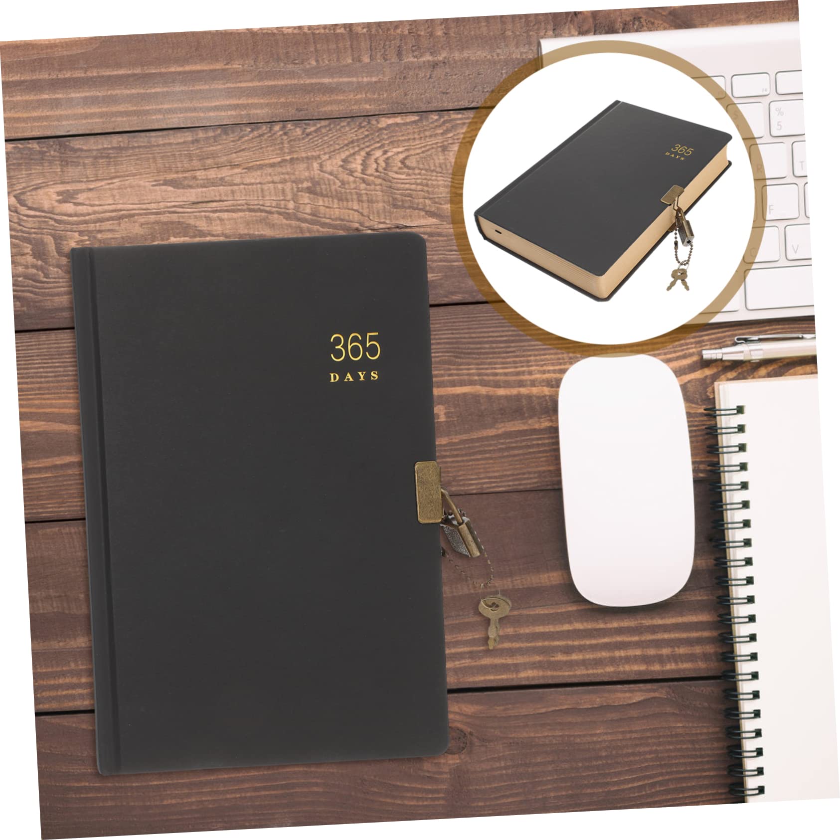 Diario con Lucchetto, Quaderno Portatile in Carta, 365 Giorni per Studenti e Ufficio, per Viaggio e Poesie Stili multipli