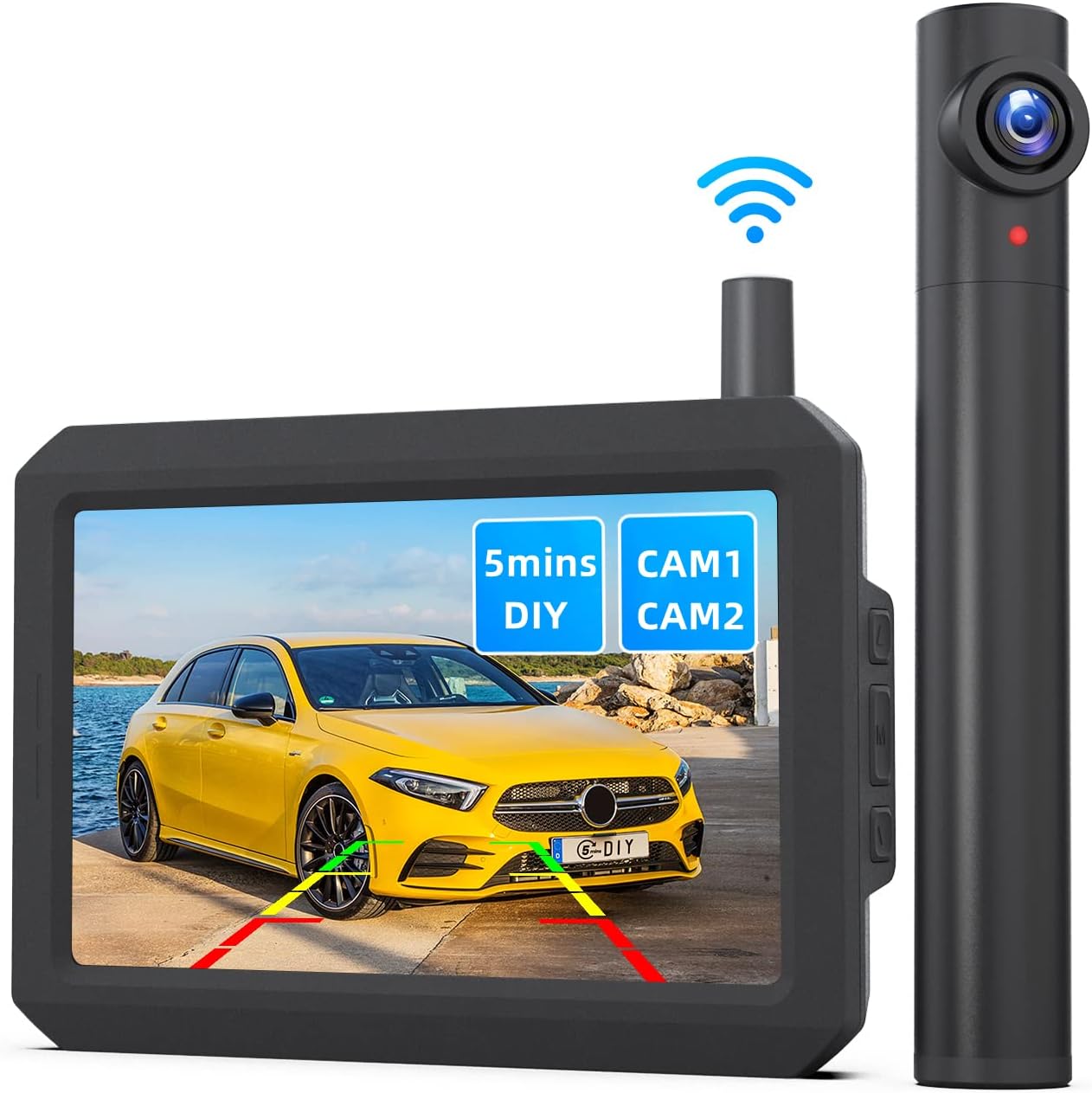 AUTO-VOXTW1 True-Wireless Reversing Camera Kit, 5 Mins Easy Installation, Support 2 Cameras Front/Side and Rear View, Clear Image with Night Vision, Digital Signal Backup Camera for Vans and Cars