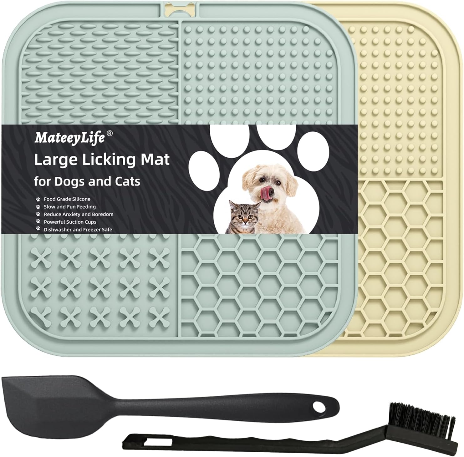 MateeyLife Large Lick Mat for Dogs & Cats with Suction Cups