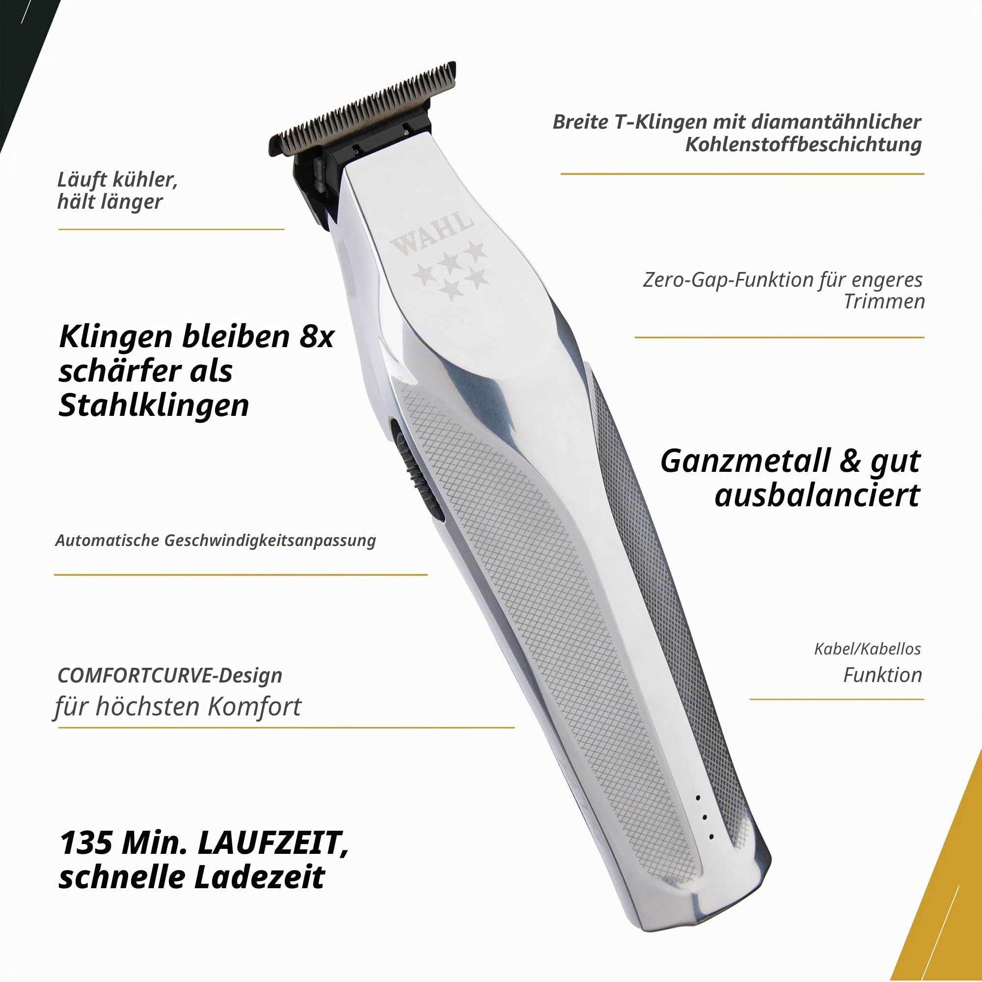 Wahl Professional Hochsichtbare Haarschneidemaschine, Präzisionsschnitt, adaptive Geschwindigkeitskontrolle, Betriebszeit von 135 Minuten
