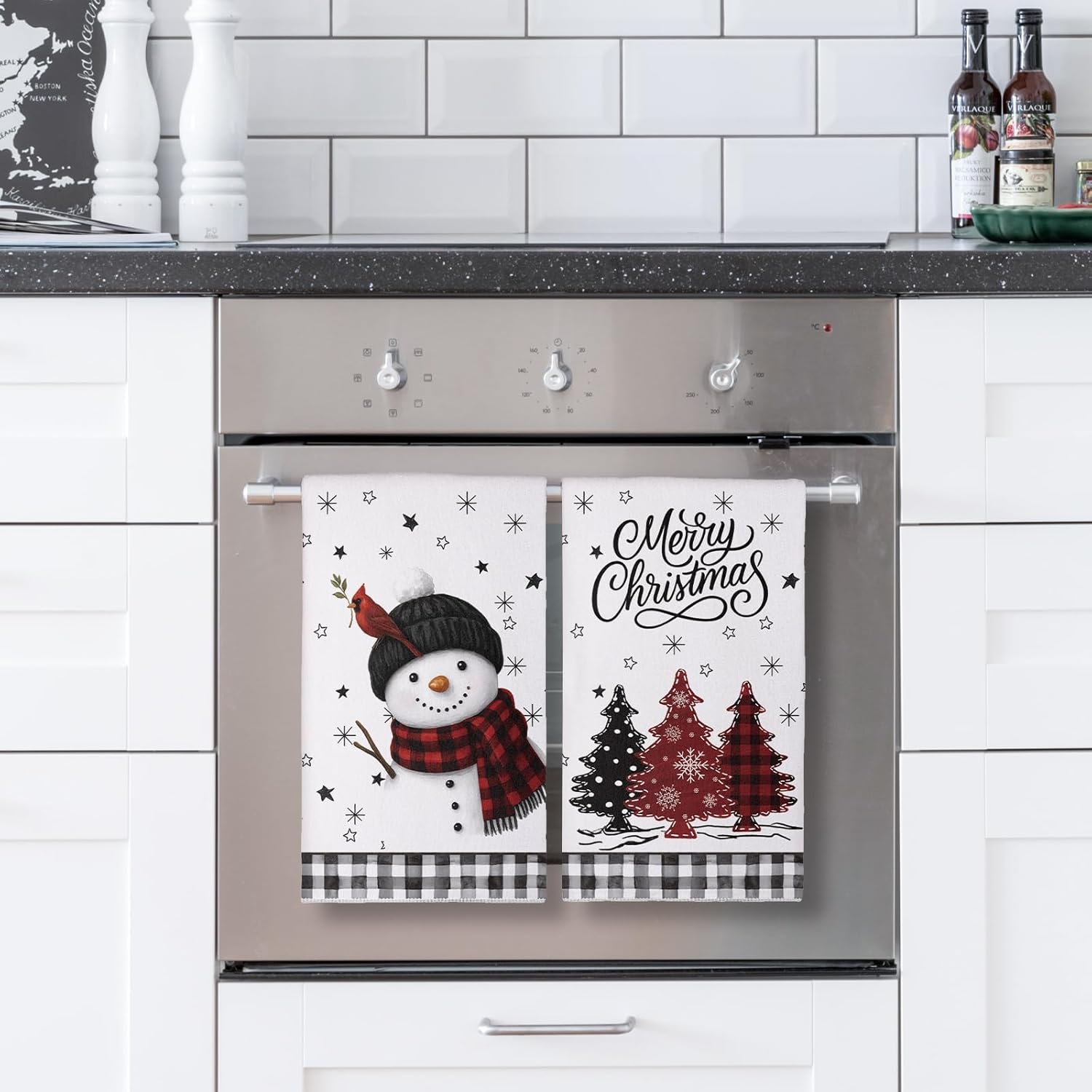 Siilues Christmas Kitchen Towels 18x26 Inch Set of 2, Tree Snowman Snowflake Merry Christmas Dish Towels Seasonal Winter Decorations for Home Drying Dishcloth - Image 3