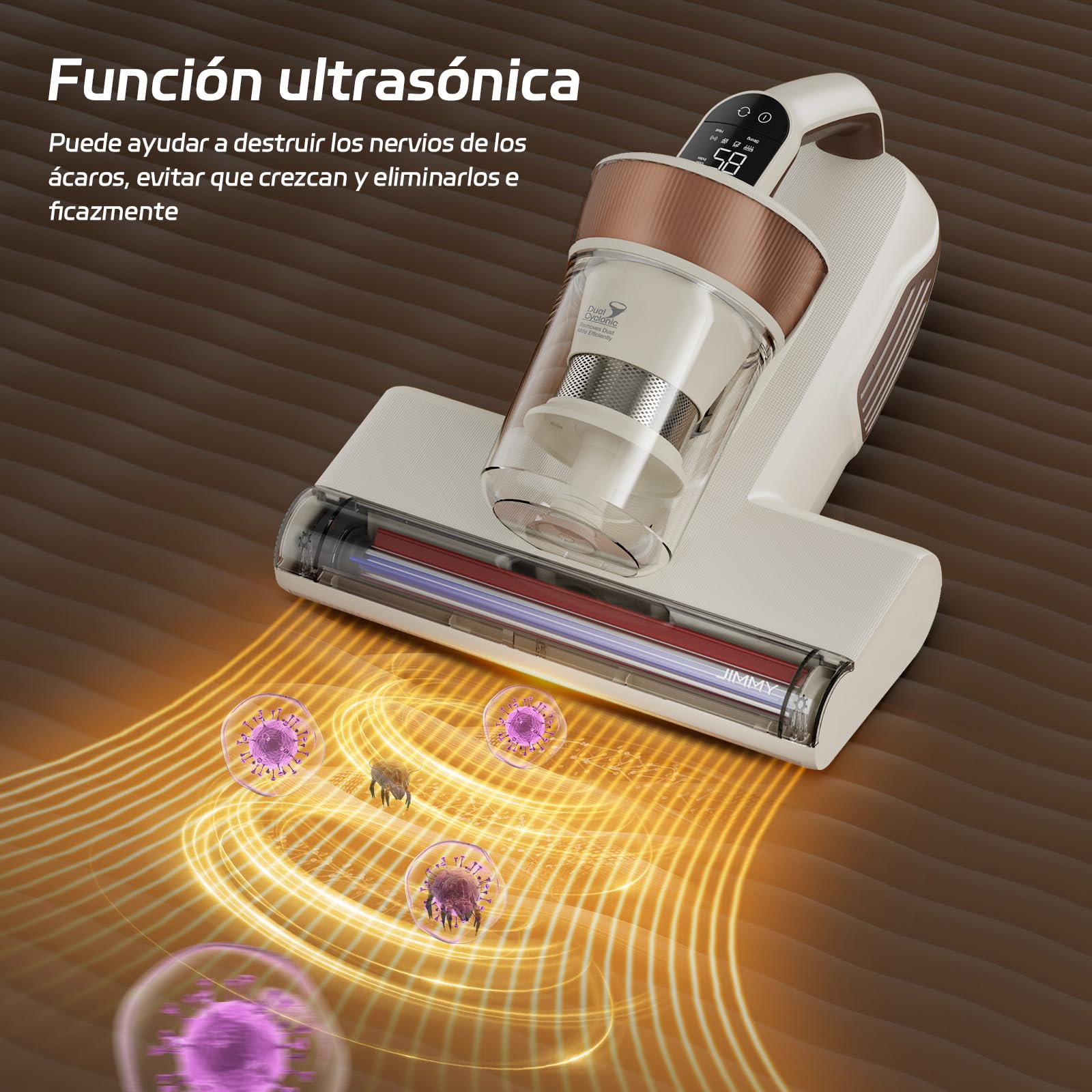 Jimmy BX6 Lite Aspirador Antiácaros para Colchones, con Potencia de Succión de 600 W, 15 kpa, Aspiradora con Sensor de Polvo, Aire Caliente, Luz UV-C, Tecnología Ultrasónica, para Colchón Cama Sofá