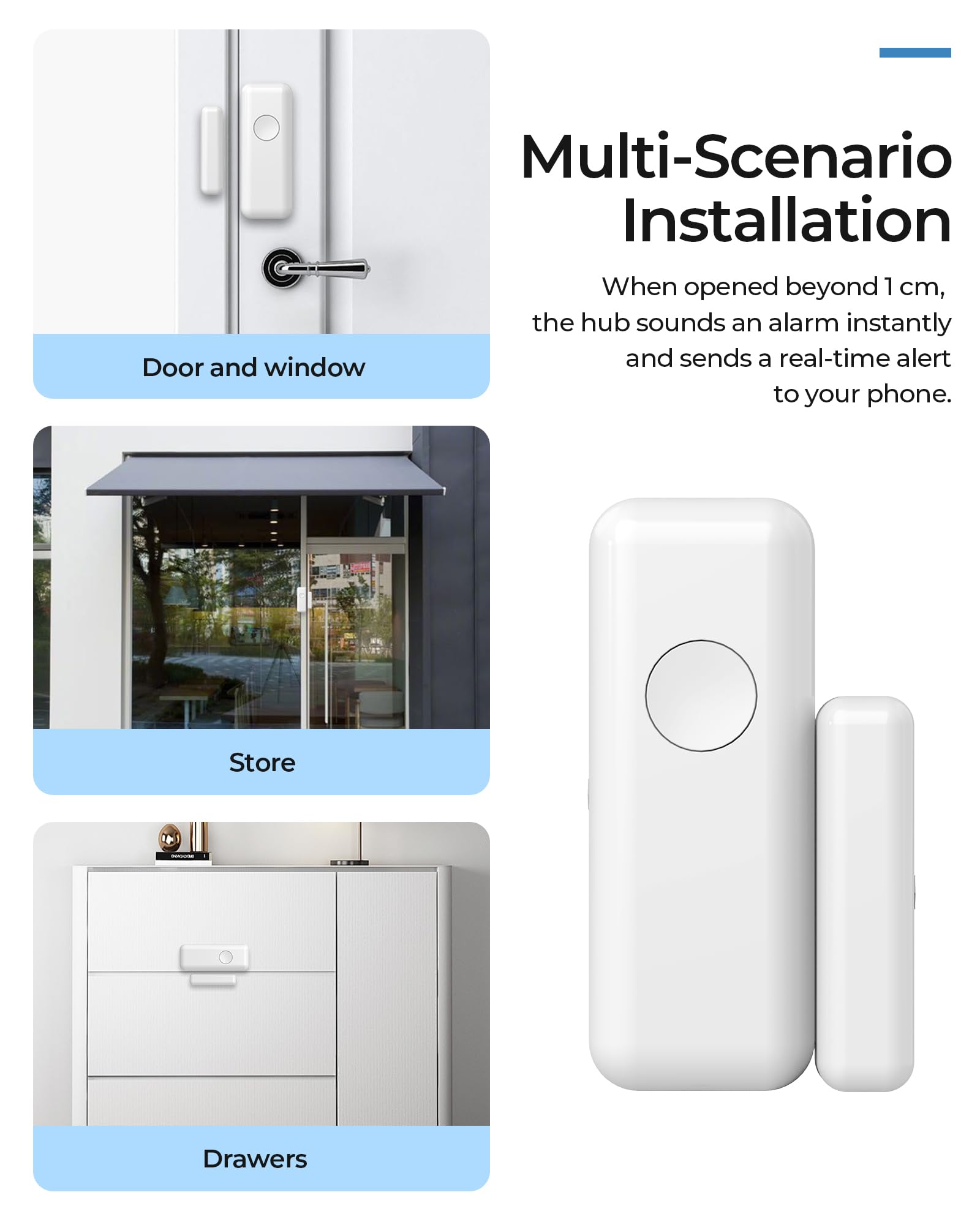 PGST Sistema de Alarma Inalámbrica para Hogar - Kit de Seguridad Inteligente con Alertas Instantáneas en App Tuya,Incluye Sirena,Sensores de Puerta/Movimiento y Mando,Compatible con Alexa (A519W-EU-I)