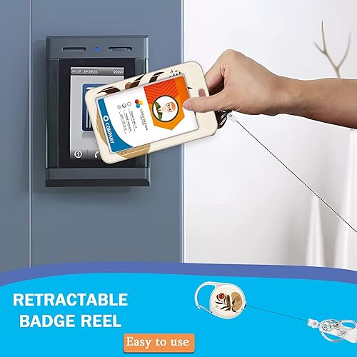 Miniatura 4 de Portatarjetas y carrete retráctil de alta resistencia, funda para tarjetas de identificación con clip de mosquetón, soporte para insignia con clip