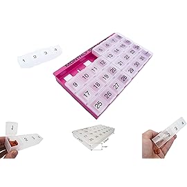 31 Day Pill Organizer | 1 per Day, 4 Week, 31 Compartments + Storage Monthly Pill Organizer | Includes Tray and 8 Removable compartments