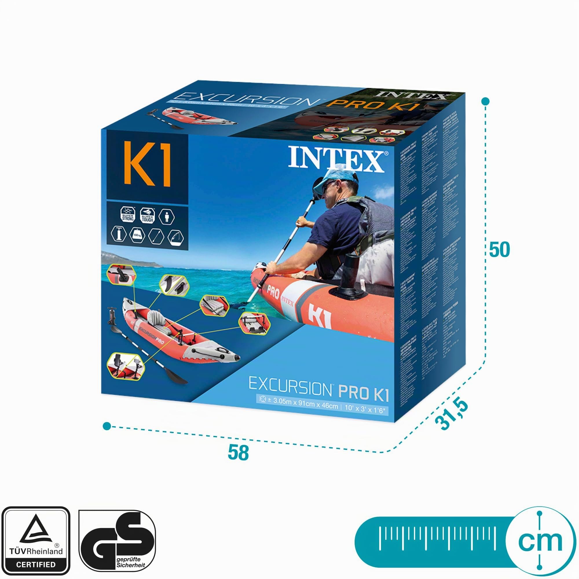 INTEX Kayak Hinchable Excursion Pro Remo + Hinchador