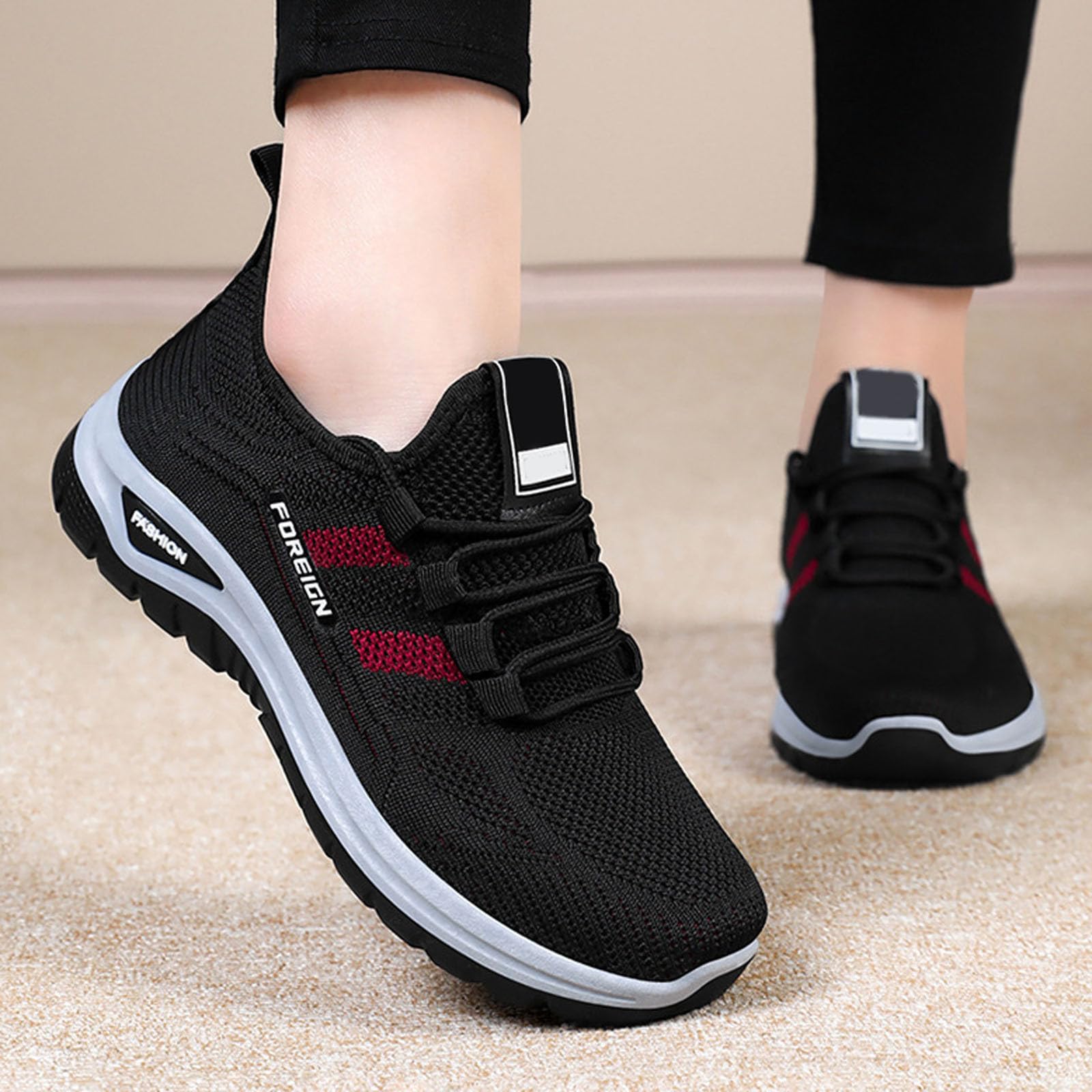 Baskets pour femme - Légères et confortables - Ergonomiques - Antidérapantes - Respirantes - Chaussures de sport plates