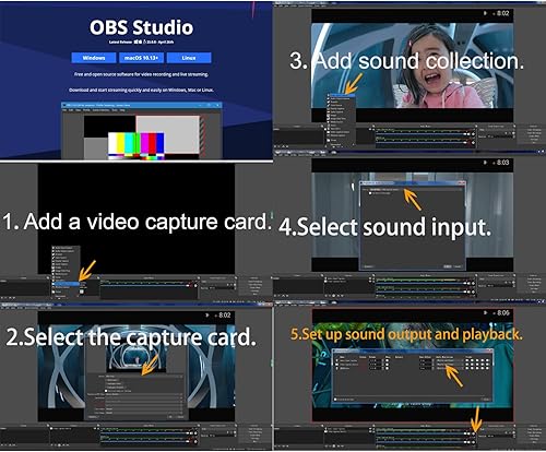Miniatura 6 de Tarjeta de captura AHD con Loopout, 4 en 1 AHD/TVI/CVI/CVBS/AV/RCA a USB 3.0 Tarjeta de captura de video, tarjeta de captura CVBS 1080P para