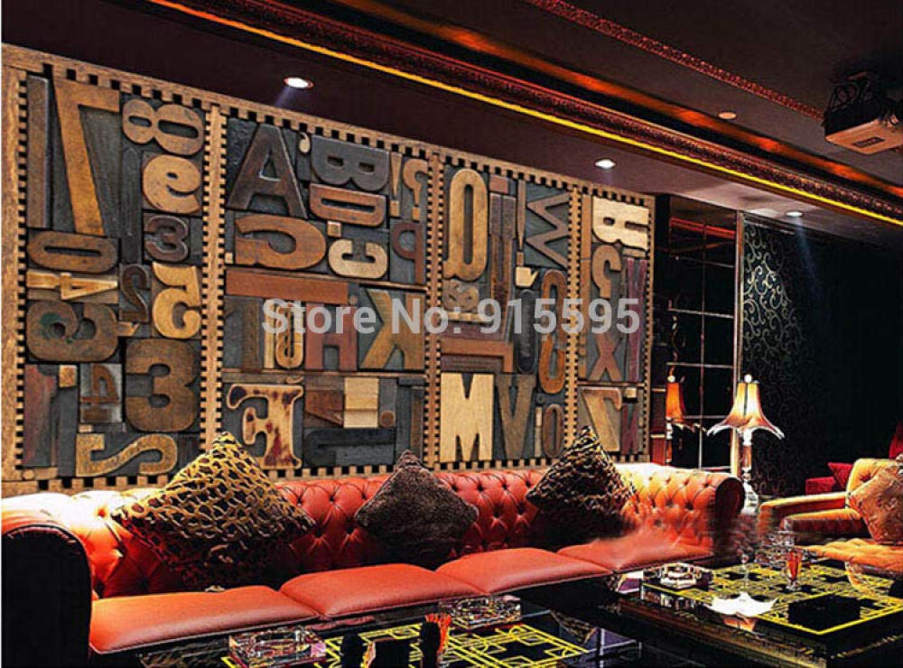 Papier peint mural personnalisé 3D lettres rétro 250x175 cm pour salon