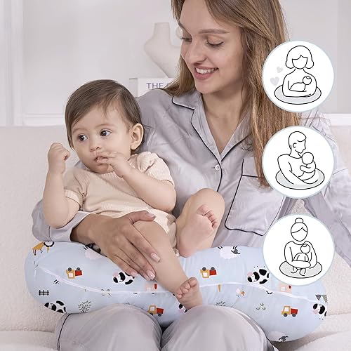 Miniatura 4 de Little Grape Land Almohada de lactancia para lactancia, almohada transpirable para lactancia materna y posicionador con funda extraíble para más