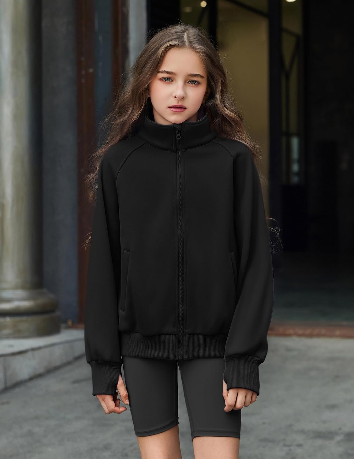 Arshiner Girls Zip Up Sweatshirt Full-zip Fleece Track Jackets Kids Fall Fashion Outfits Winter Clothes with Pockets