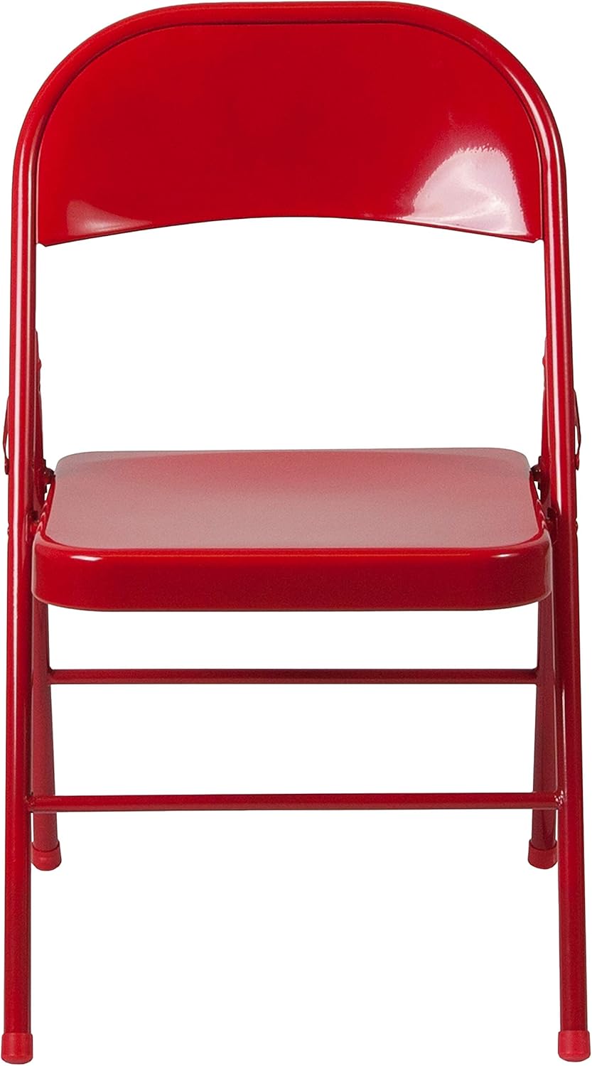Flash Furniture 2 Pack HERCULES Series Double Braced Red Metal Folding Chair