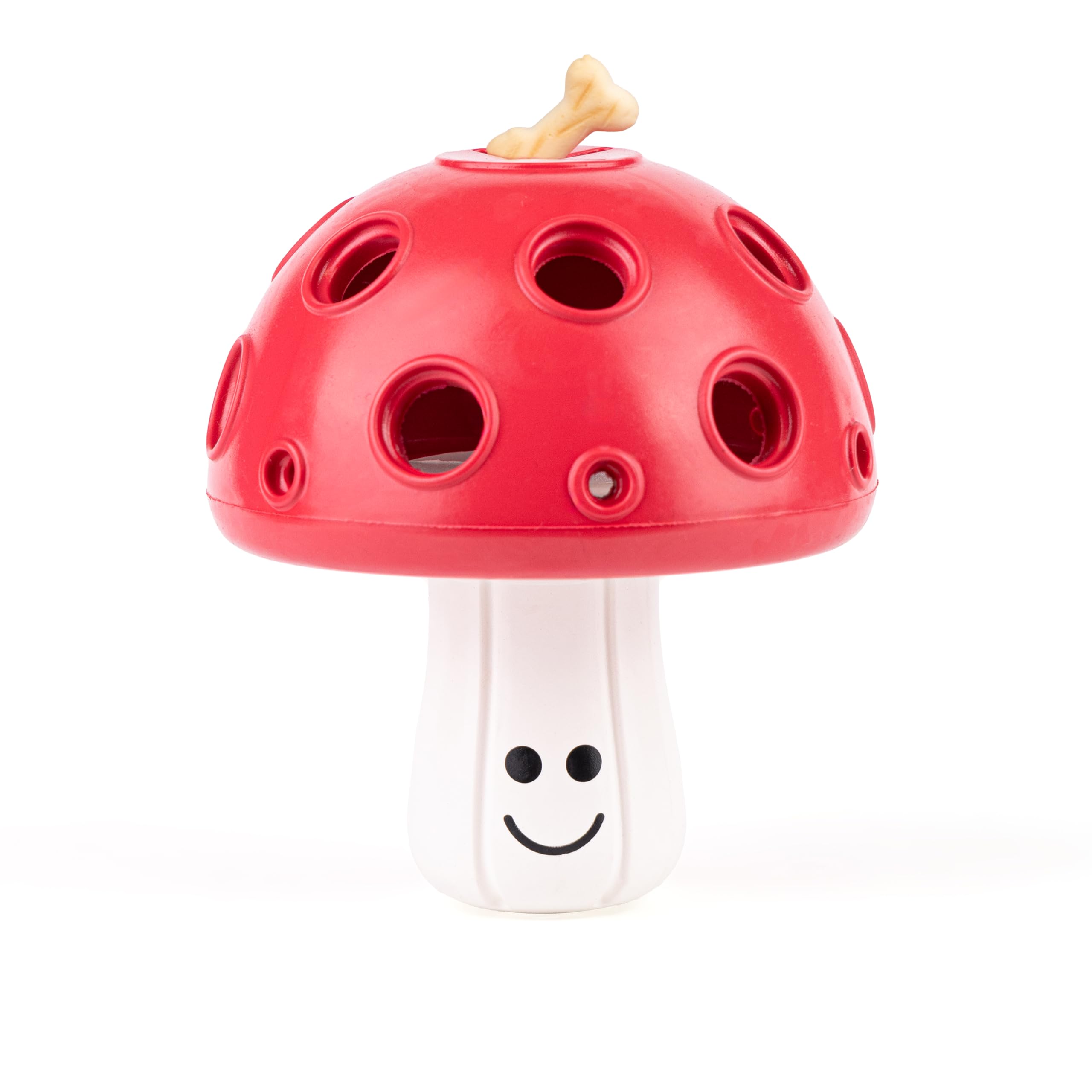 Fuzzl Eco Rubber Magic Shroom Treat Toy with Squeaker, Red - Image 3