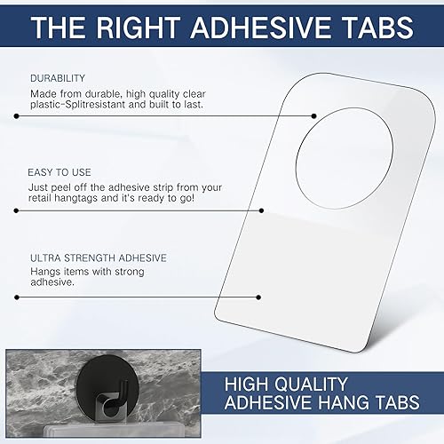 Miniatura 4 de Blulu 3000 etiquetas transparentes para colgar con agujeros de ranura transparentes, pestañas colgantes autoadhesivas de plástico, pestañas
