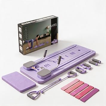 Upgraded Pilates Board,Foldable Pilates Reformer Machine,AB Roller,Multifunctional Full-Body Workout Trainer,for Men and Women,with Resistance Bands,for Home and Gym with Yoga Straps