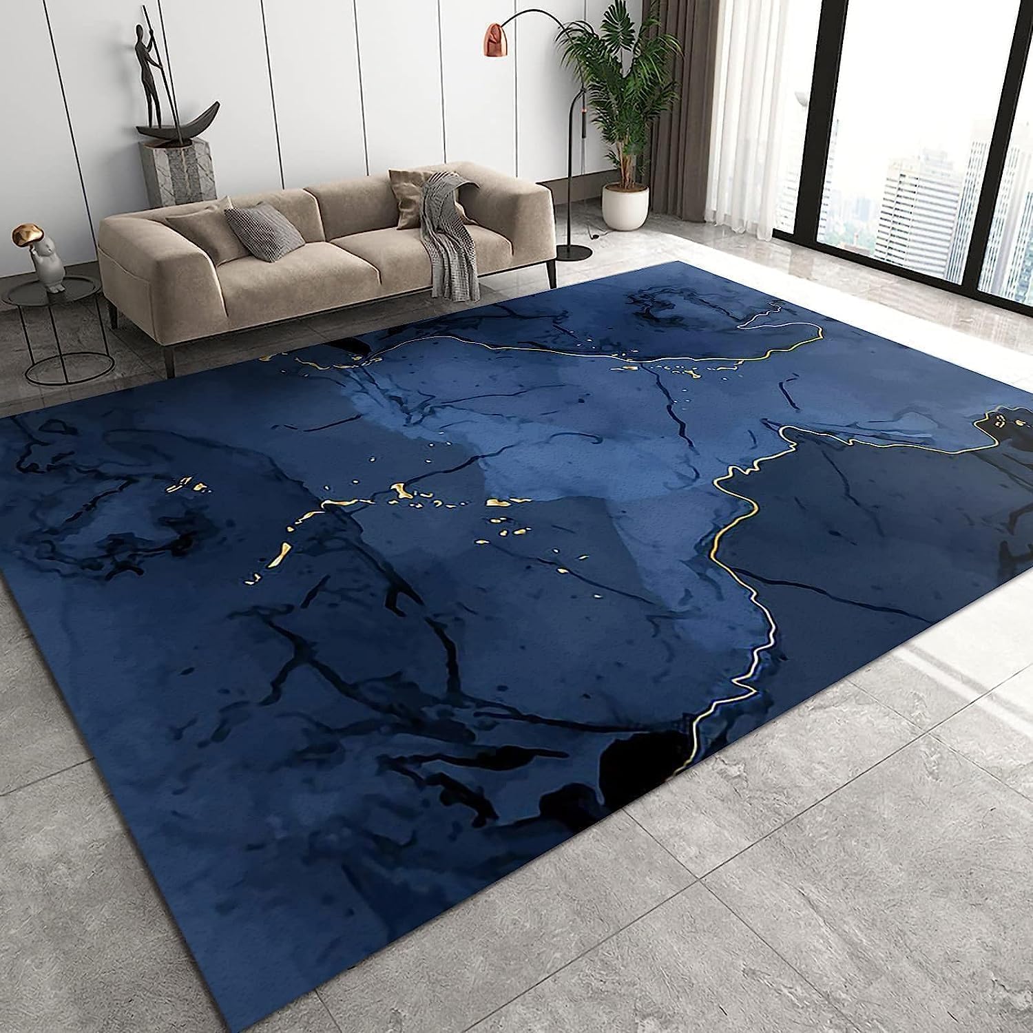 Marble Carpet, 3D Marble Carpets Washable Rugs Living Room Bedroom Non Slip Area Rugs, Carpet 140 x 200 cm B750