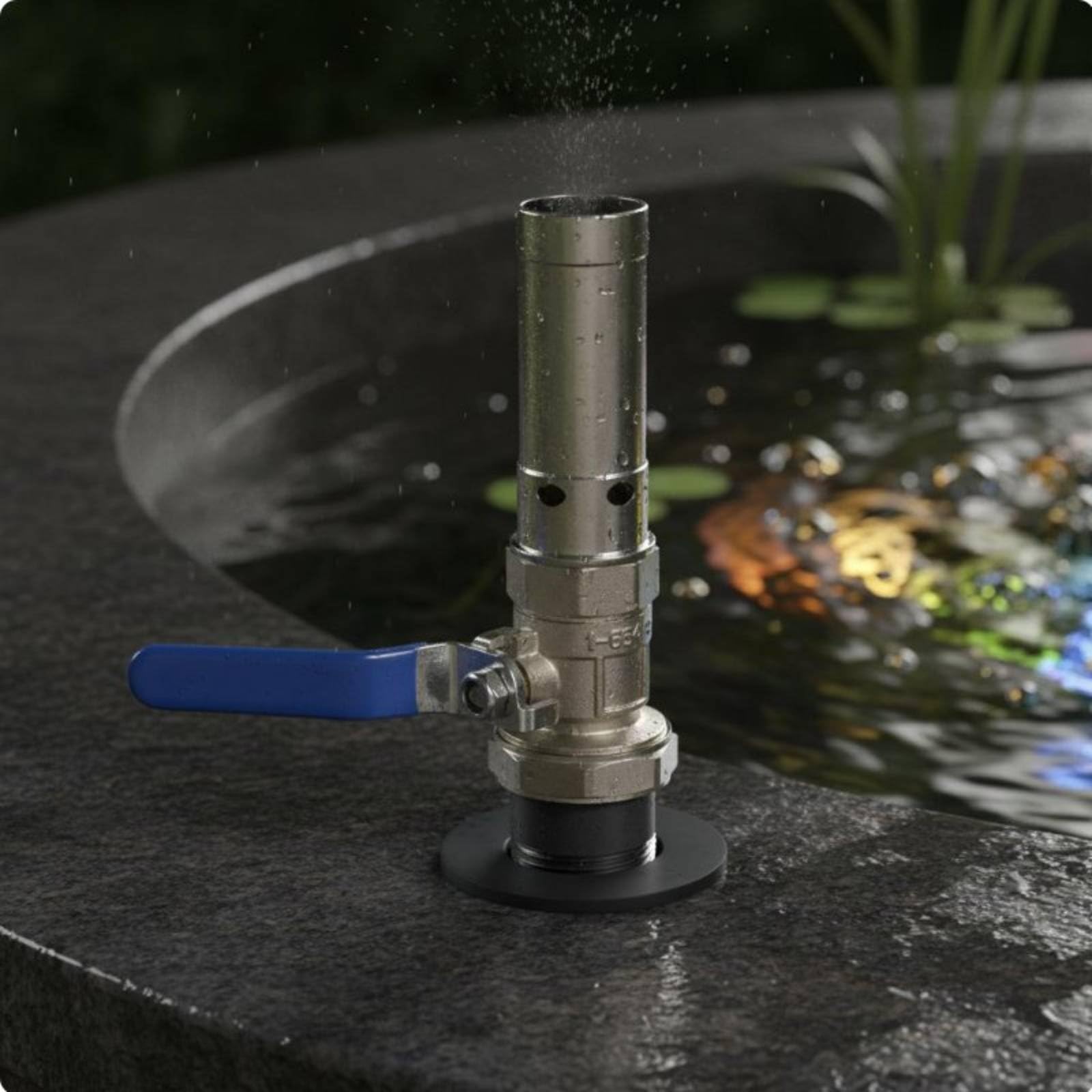 predolo Boquilla de Fuente de Latón Compatible con Luz LED Boquilla de Fuente de Burbujas Efecto Burbujeante para Paisajistas, Estanque, Paisajismo Acuático, Válvula PE Copr 1IN
