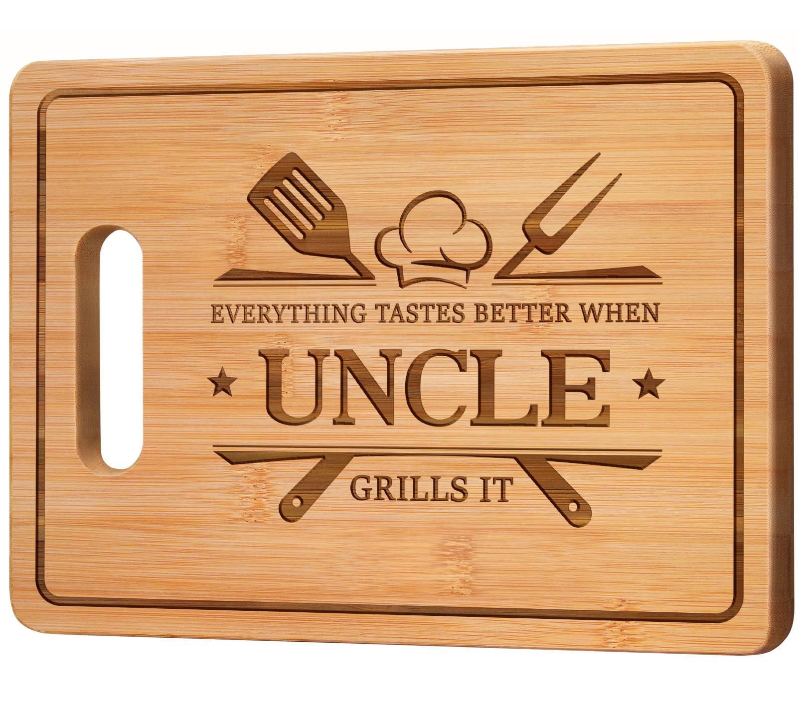 Uncle Gifts, Uncle Birthday Gifts, Unqiue Engraved Bamboo Chopping Board, Gifts for Uncle's Birthday Father’s Day Christmas, BBQ Kitchen Cutting Board Present from Niece Nephew — image 1