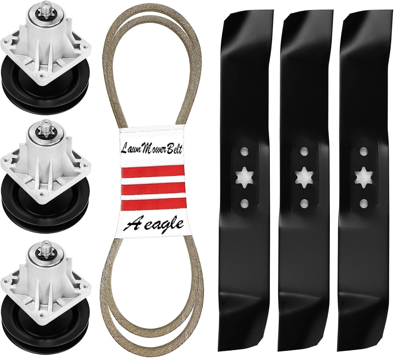 Blade Spindle Belt Rebuild Kit for Cub Cadet 46 inch Deck LT 1045 1046 918-0660A 918-0660B 942-0644 954-04153A Package List 3