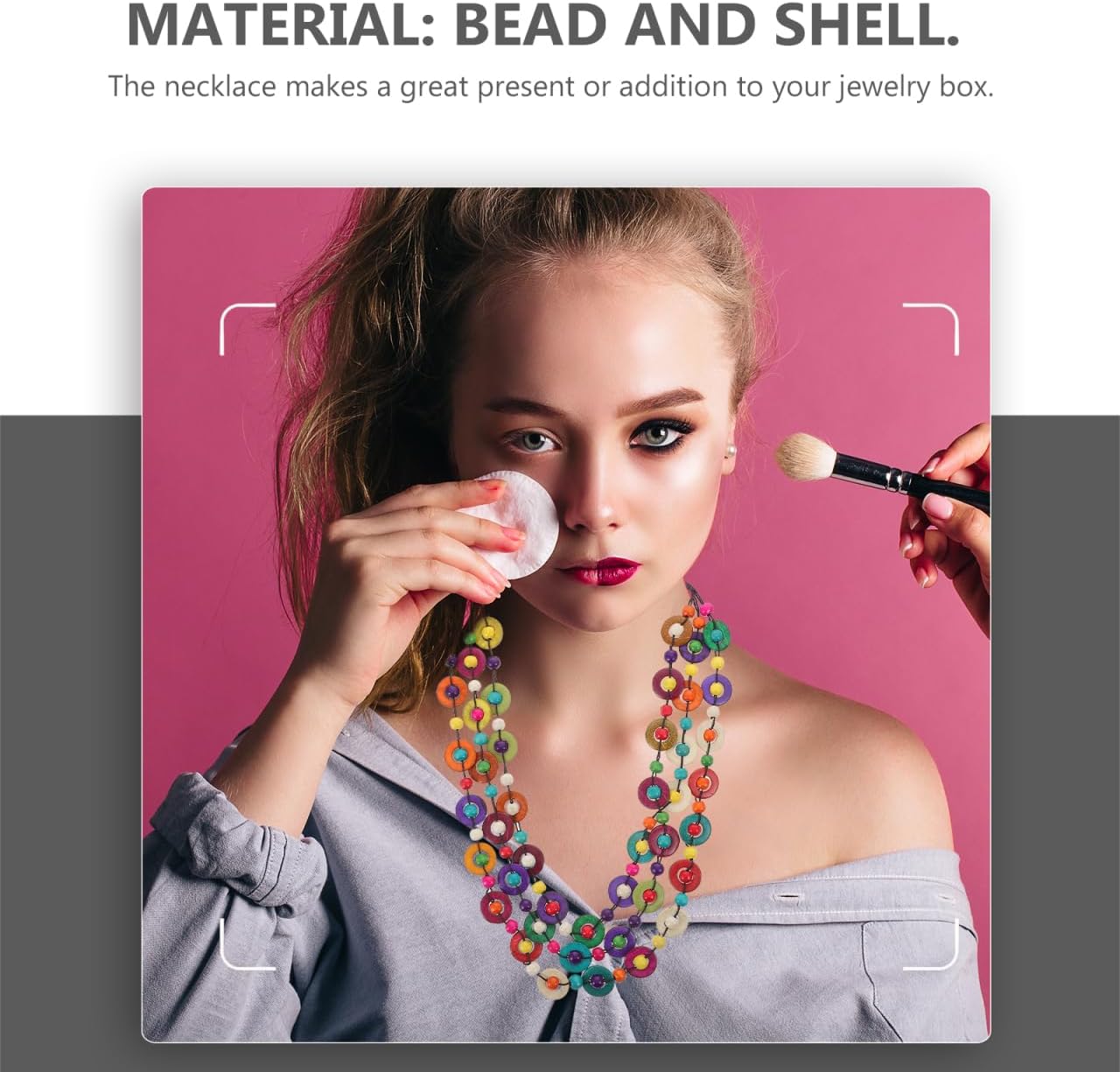 Women Bohemia Necklace Hand-Woven Coconut Shell Beads Beach Pendant Charm 23.62In Fashion Jewelry for Daily Casual and Formal Wear - Image 3