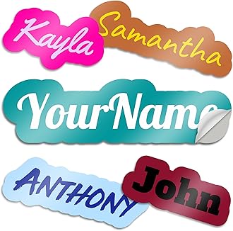 VulgrCo Custom Name Vinyl Stickers - Customizable Full Color Print Text Personalized to You Decal for Water Bottle, Phone, Bumper, Window, More! Waterproof, Dishwasher Safe, UV and Fade Resistant