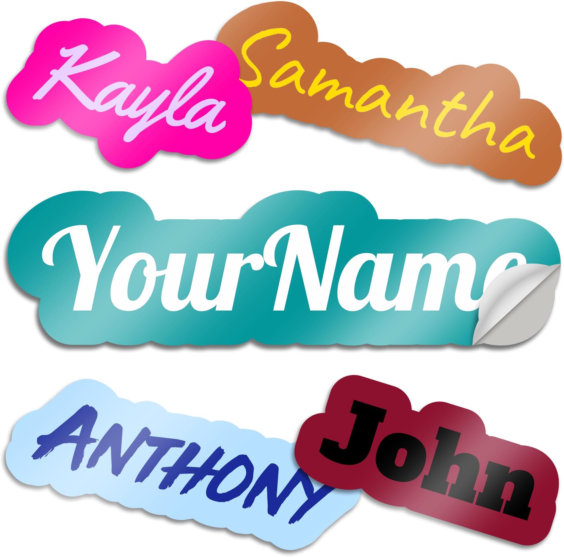 - VulgrCo Custom Name Vinyl Stickers - Customizable Full Color Print Text Personalized to You Decal for Water Bottle, Phone, Bumper, Window, More! Waterproof, Dishwasher Safe, UV and Fade Resistant