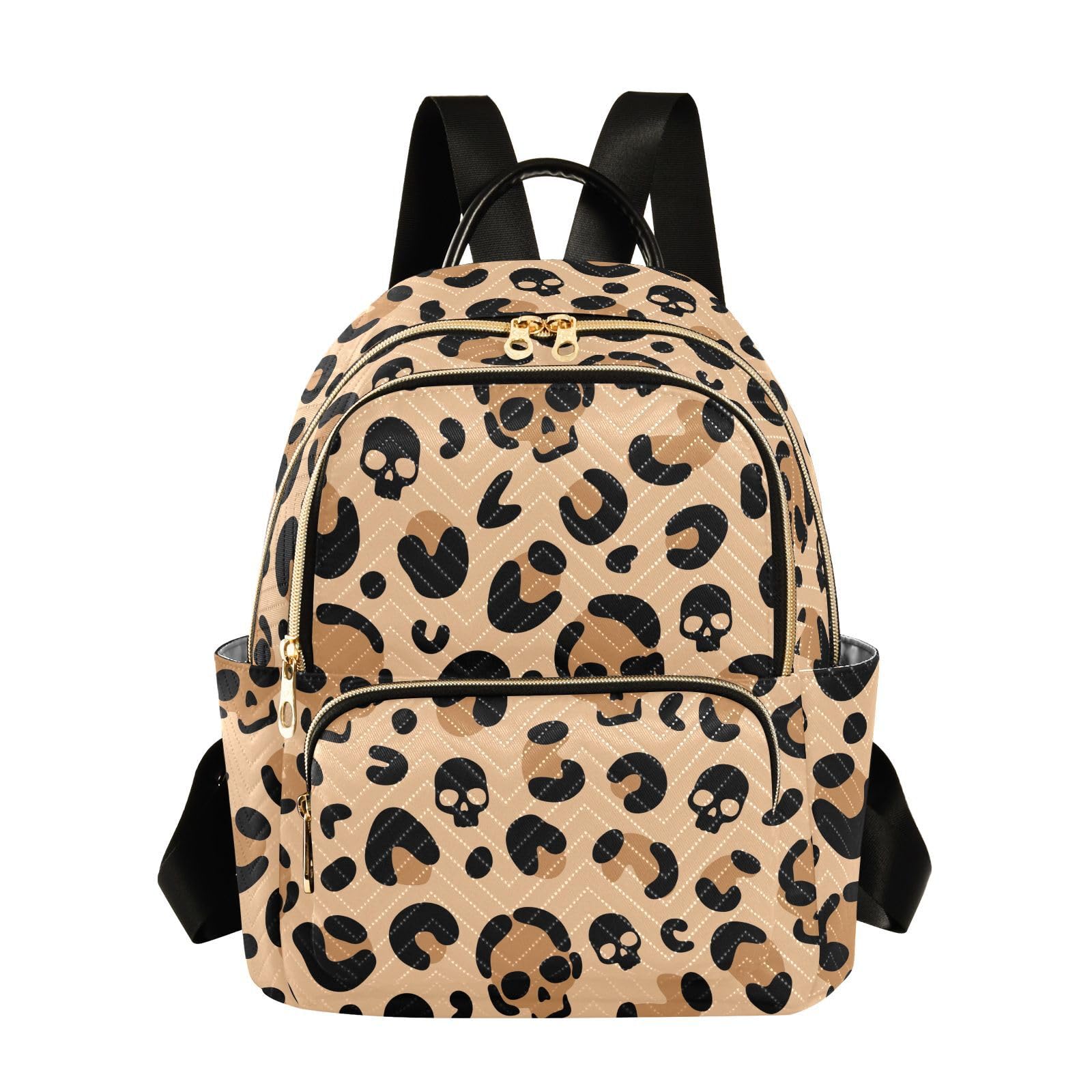 Women Mini Backpack Skull Leopard Print Fashion Purse,S