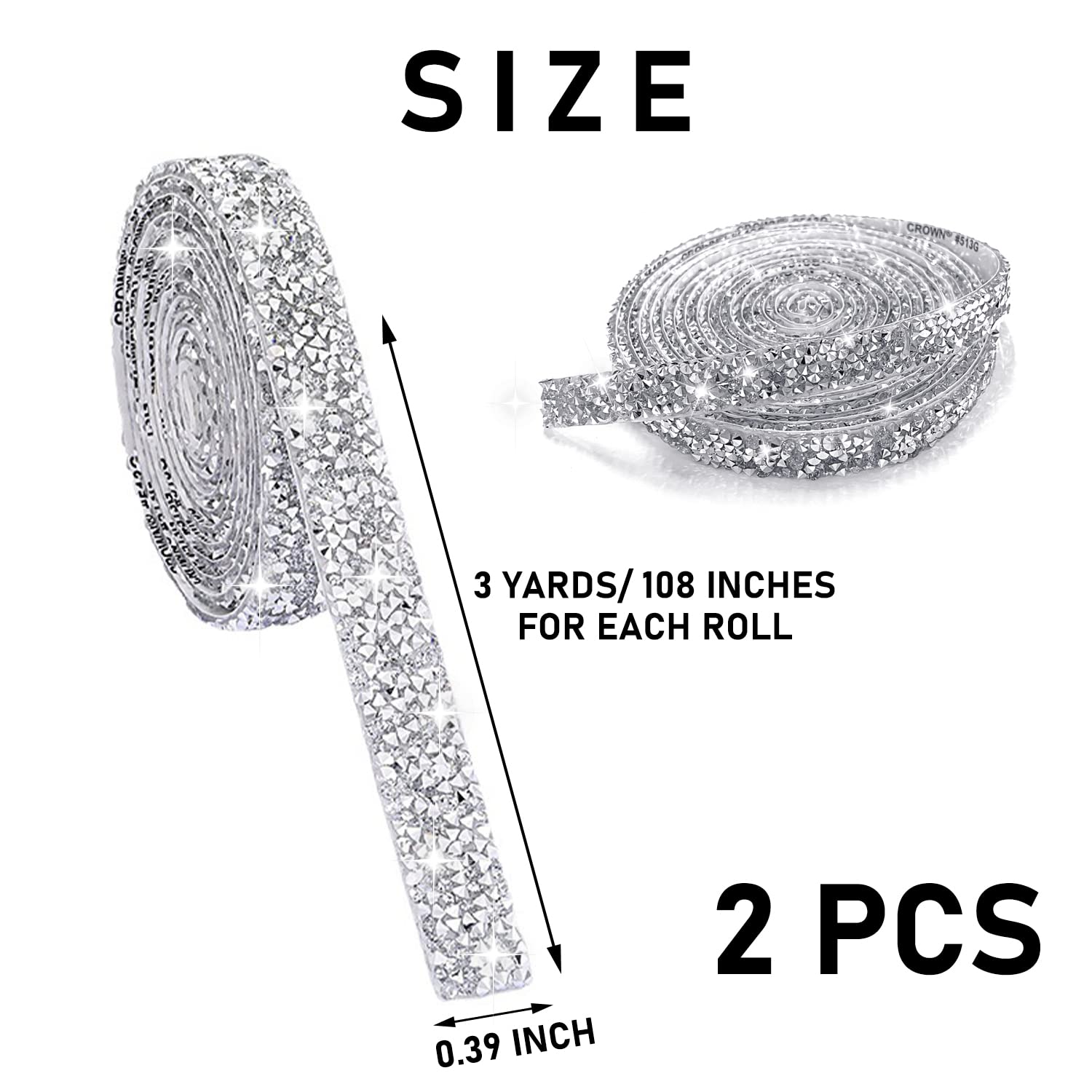 Nastro Strass Cristallo - 3 Rotoli Oro (1.5cm, 2cm, 3cm) - Per Decorazioni Matrimonio E Feste - Foto 9