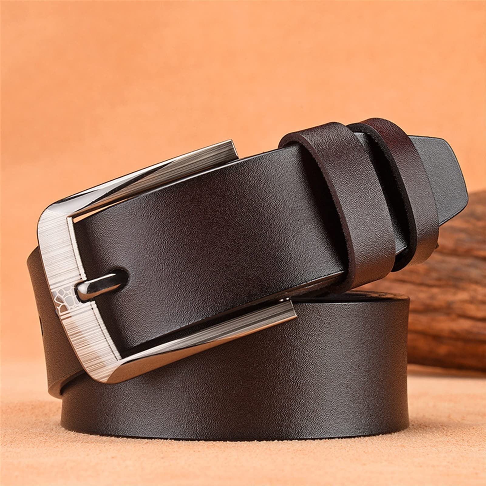 Cinture da Uomo, Cintura in Pelle da Uomo in Pelle Pin Fibbia Cintura Casual Marea Larga Medio Giovane Semplice Pantaloni Cintura Casual Formale Fibbia a Fibbia Regolabile Fibbia a Fibbia