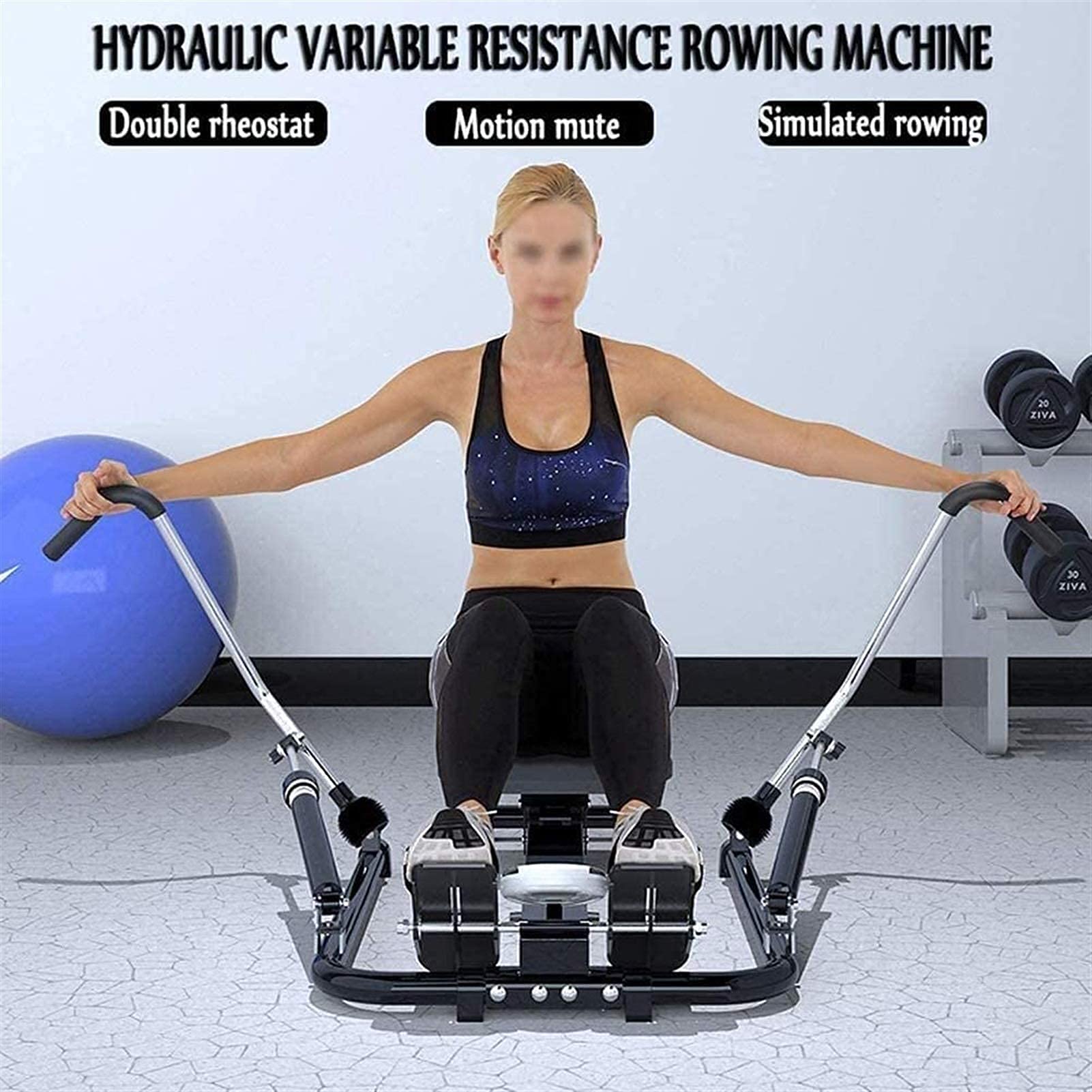 OMaju Equipo Gimnasio en casa Máquina de Remo Máquina de Remo multifunción Máquina de Remo de Fitness Ajustable Equipo de Ejercicio físico Multi (Ejercicio físico) de Seis etapas
