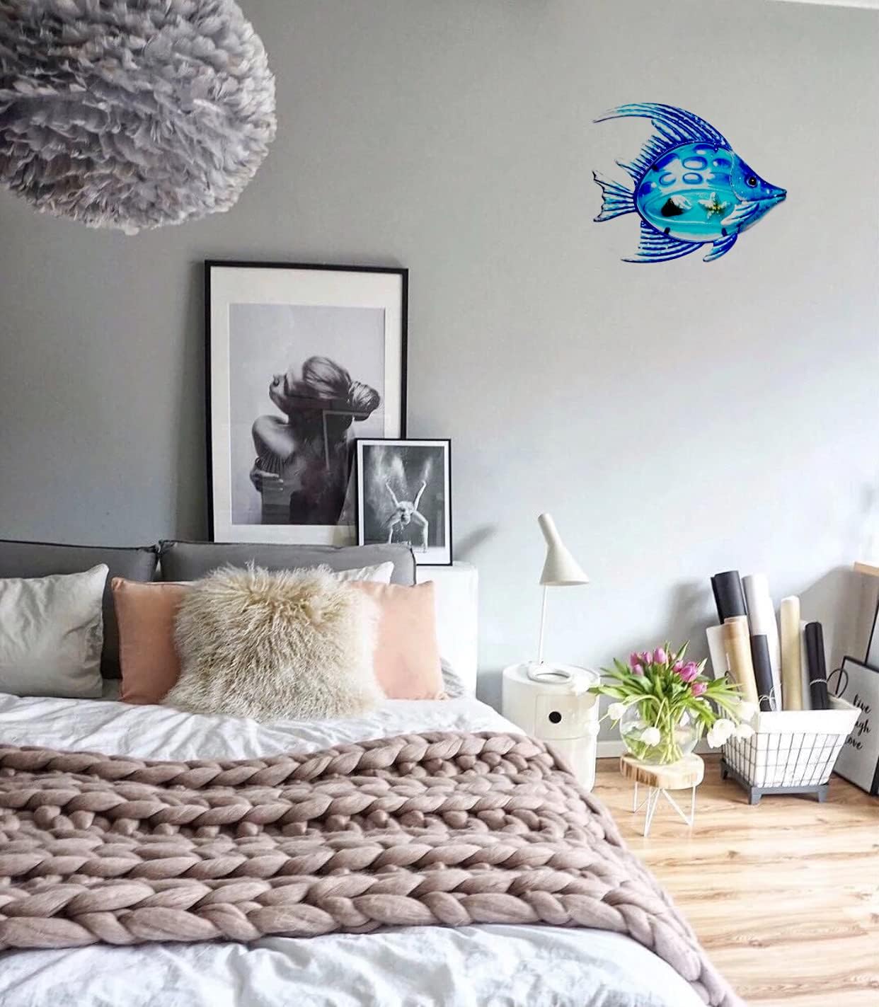 Metal Nautical Art Blue Fish Walls Decorating The Residence, Patio, Porch, Pool, Deck