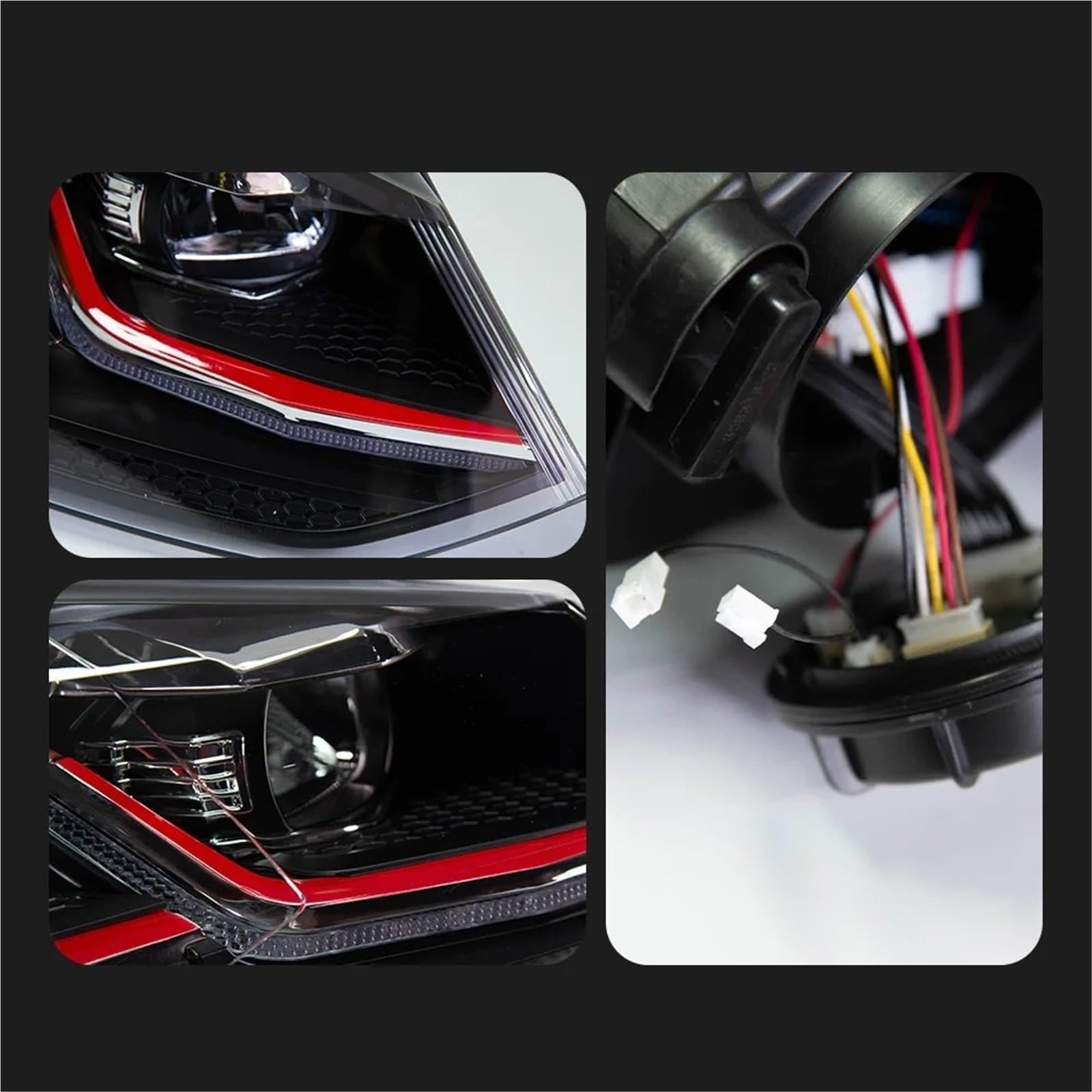 Gruppo Ottico Anteriore Per VW Per Polo Fari A LED 2011-2018 Fari Per DRL Indicatori Di Direzione Abbaglianti Angel Eye Proiettore Lente Lampada Frontale Faro Fanale Proiettore(Right-Hand Drive Car,Re
